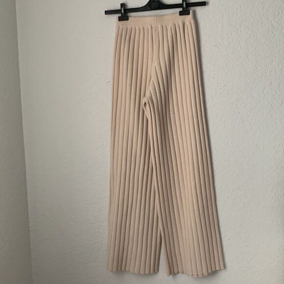 Princess Polly Cream Wide Leg Ribbed Knit Pull On Pants Size S-M - Picture 2 of 8